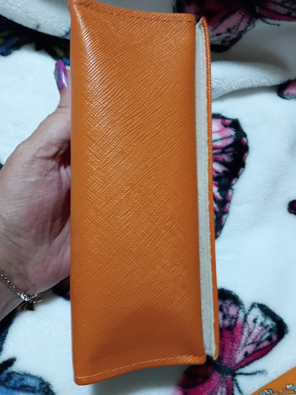 Tory Burch Orange Saffiano Leather Continental Wallet Like New - Picture 7 of 9